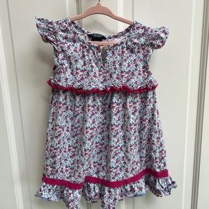 Chaps Floral Kids Dress - Pink and White